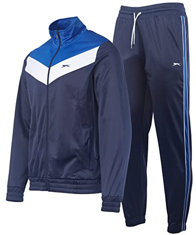 Slazenger Mens Poly Tracksuit - Navy/White/Royal - 3XL