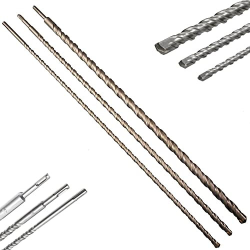 Set 3 Punte per Muro SDS Plus 100 cm – Ø 12/16/24 mm | Punte Lunghe per Trapano Tassellatore e Demolitore | Perforazione Profonda su Cemento, Calcestruzzo, Muratura | Uso Professionale e Fai da Te