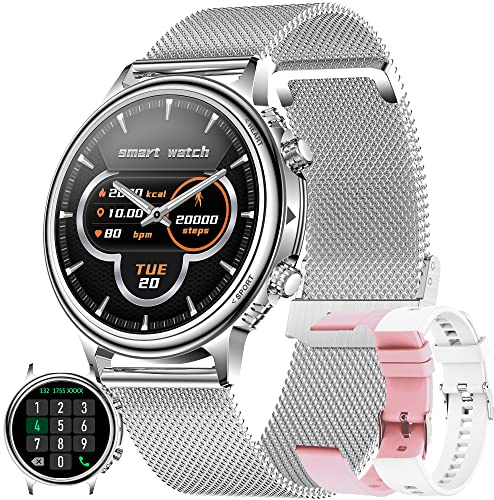 Smartwatch Kvinnor med Telefonfunktion, Fitness Tracker 1,32 HD Pekskärm, Smartklocka med Sömnmonitor Pulsmätare 8 Sportlägen Sportklocka Fitnessklocka Armbandsur för Android IOS (Pengar)