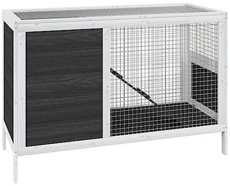 VidaXL Kanin Bur Grå 103x44x69,5 cm Massiv Furu - Djurbur, Djurhus för Kaniner