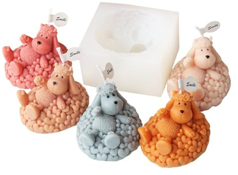Xidmold Stehendes Schaf Silikonform Kerzenform Tier Schaf Silikon Formen für Fondant, Seife, Sojawachs Kerzen, Epoxidharz, Gips, Handwerk (Liegendes Schaf)