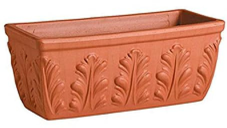 Jardinière en terre cuite (2 pièces) Made in Italy - Pot en terre cuite longueur 26 cm, hauteur 13 cm, profondeur 15,5 cm