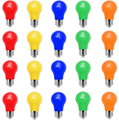 ZFQ 20er Pack Farbige 3W E27 LED Glühbirnen Beleuchtung Glühbirnen, Exquisite Birnenform AC220V, Lichterkette für Party Hochzeit Halloween Weihnachten, Gemischte Farben Rot Grün Blau Orange Gelb.