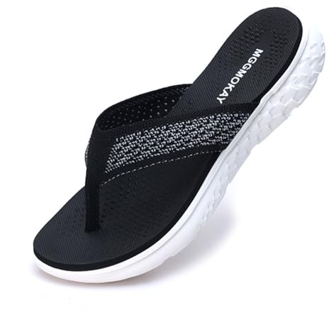 MGGMOKAY dam flip-flops sommar sportiga sandaler lätta med bågsstöd, svart, 38 EU