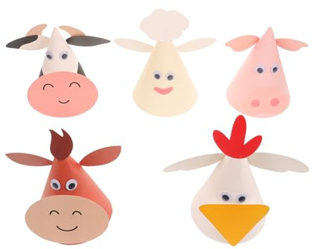 MUSISALY 5pezzi Cappellini Compleanno Per Ragazzo Ragazza Stile Animali Da Cappelli Leggeri Per Feste Di Compleanno Pulcino Pecora Maialino Mucca Decorazioni Adorabili Per Festeggiamenti e