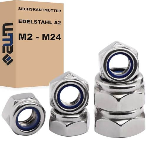 Sechskantmuttern Sicherungsmutter DIN 985 Edelstahl V2A 304 Selbstsichernde Muttern (100, M6)