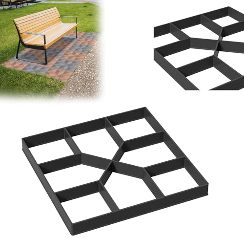 YRHome Betonform Garten Kunststoff Pflasterform Garten Trittsteine Schwarz Pflastersteine Streichen DIY Beton Gießform Für Gehwegen, Garten, Rasenbahnen-Quadrat Model 2(8 Kammer)-2 Stück