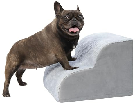 KSIIA - Scala per cani e gatti a 2 gradini, 30 cm di altezza, per animali di piccola taglia, con rivestimento lavabile, per letto, divano, auto, 40 x 40 x 30 cm, colore: grigio