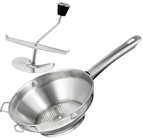 Mipcase Presse-purée Manuel En Acier Inoxydable Argenté, Léger Et Portable, Facile à Contrôler Poignée Antidérapante, Cuisine Et Repas En Famille, Ustensile Simple