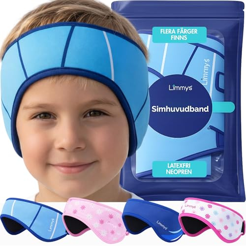 Limmys Bandeau de Natation pour Enfants & Adultes – Bande en Néoprène Élastique Renforcé, Sans Latex, Antidérapant, Maintient les Bouchons d’Oreilles