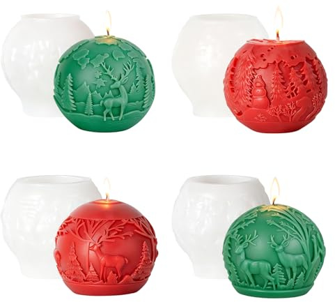 HAINLOGWANG 4 Stück Silikonform Weihnachten, Kerzen Selber Machen Set Weihnachten, Kerzen Formen Silikon, DIY Kerzenformen zum Gießen für Duftkerzen Handwerk Ornamente