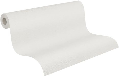 A.S. Création Carta da parati in tessuto non tessuto Hygge 3 in bianco, beige, tinta unita con struttura, effetto tessuto su 10,05 m x 0,53 m, made in Germany