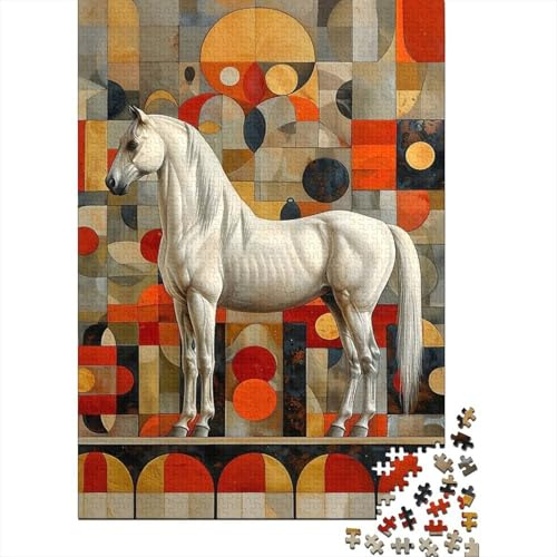 1000 Teile 3D Pferd Puzzle für Erwachsene Papier Geometrische Kunst Pferde Puzzleteile Wanddekoration Geschenk 52x38cm/1000pcs