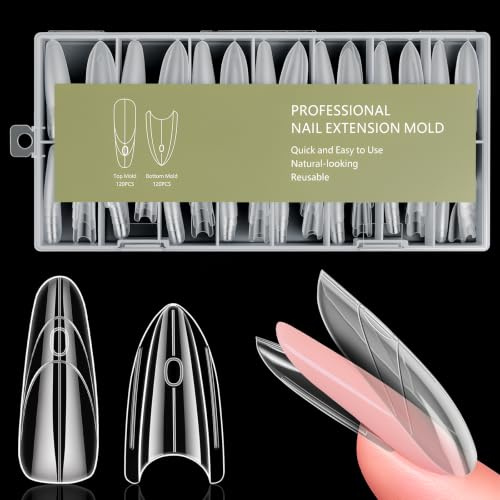 AOOWU Sandwich dubbla nagelformer, 240 st gelnagelspetsformer, professionella nagelförlängningar, original snabbnagelförlängningar, salong nagelkonstverktyg för nybörjare, proffs, hem (mandel)