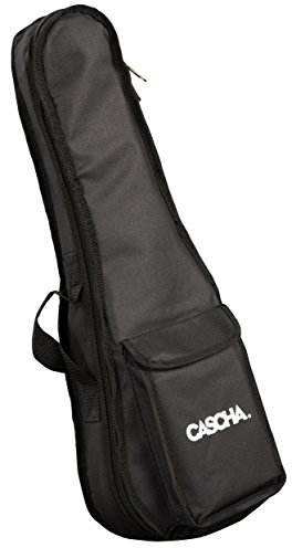 CASCHA Konzert Ukulelen Tasche mit Extrafach für Zubehör (z.B. Noten, Stimmgerät), Schultergurt, Tragegriff, 5mm Polsterung