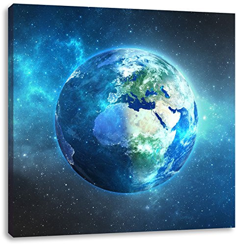 Pixxprint Unsere Erde im Weltall, Größe: 60x60, Leinwandbild Quadratisch, Wandbild, Kunstdruck, fertig bespannt