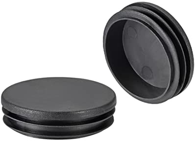 sourcing map 4Pcs 60mm Dia Plastic Tubing Plug Round Post End Caps for Handrail Stair Newel Guardrail Tube Black