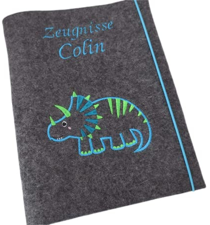 Zeugnismappe Wollfilz Mappe Zeugnisse DIN A4 Grundschule SchuleDinosaurier