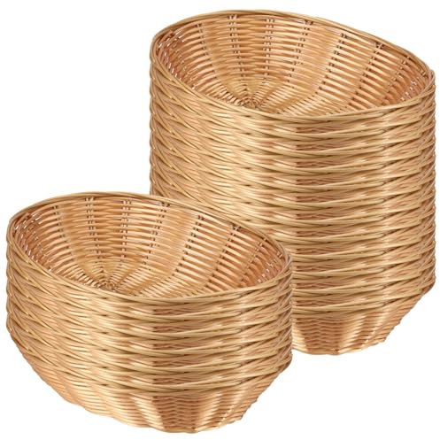FUNSUEI Juego de 18 cestas de pan ovaladas de plástico, 23 x 15 x 6,5 cm, cesta de almacenamiento ovalada