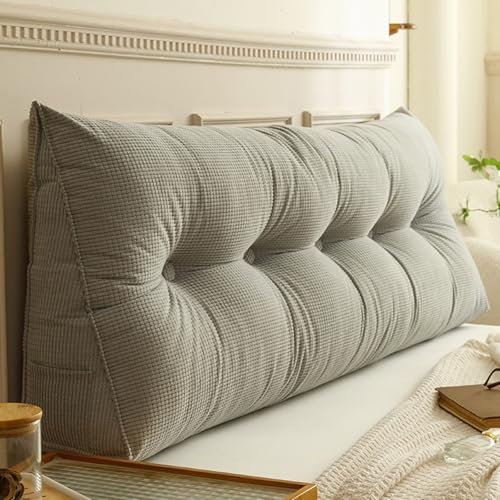 Generisch Rückenkissen Bett, Rückenkissen Keilkissen Mit Waschbarem Bezug, Dreieckiges Kopfteilkissen, Rückenstützkissen Bett Für Bett Sofa Schlafzimmer(Gray,150cm)