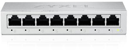 Zyxel Switch a 8 Porte Gigabit Non Gestito | Ethernet Splitter | Montaggio a Parete o da Tavolo [GS-108B v5]