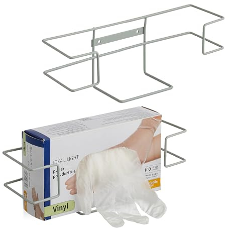 Relaxdays Handschuhspender 2er Set, für Einweg-Handschuhboxen, Handschuhhalter Wand, HBT: 9,5 x 28 x 9,5 cm, Eisen, grau