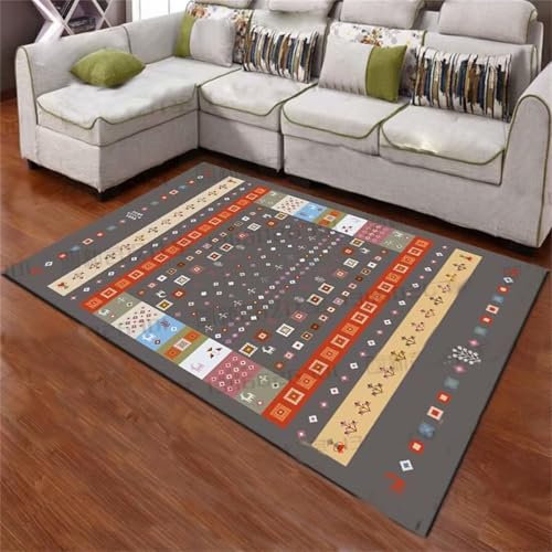 Großer dunkelgrauer Flickenteppich, verschleißfest und bequem, Teppich für Wohnzimmer-Accessoires, 120 x 140 cm