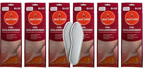 BURI Heat Sohlenwärmer - Fußwärmer für 10 Stunden Wärme - extradünn & luftaktiviert - natürliche Wärmesohlen für Schuhe & Stiefel - ideal für Outdoor, Sport, Arbeit & Wintertage