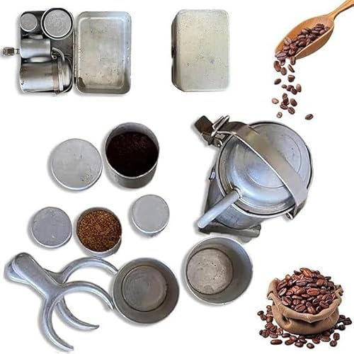YBDADOEH Set da Campeggio Vintage for caffè con Macchina for caffè Espresso e Filtro, Kit da caffè Portatile for Escursioni, Appassionati di caffè da Campeggio, Idea Regalo da Viaggio,