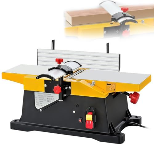 STDZQCWY Piallatrice da banco da 6 Pollici, pialla elettrica per Legno da 1800 W, Dimensioni del Tavolo 580 x 155 mm, profondità di Taglio di 3 mm, 12000 Giri/min, per Fai da Te e Piccole fabbriche