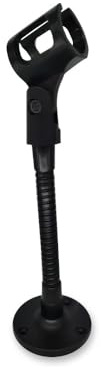 Microphone Stand for Podium Wall Mount with Flexible Gooseneck Arm 6inch Counterweight Base,Desk&Table Stands Multi-function DIY Holding Mic,Phone, Make-up Mirror Male 5/8&Female5/8 in Black.