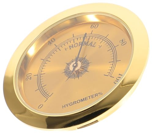 Golden Metal Guitar Hygrometer for Case Accurate Humidity Measurement | Compact Lightweight Design Small Size for Instrument Care Simple Operation , Acoustic and Folk Use