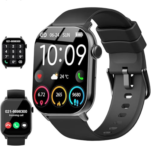 Reloj Inteligente Hombre Mujer con Llamadas Bluetooth, Smartwatch 1.96 con SpO2/Pulsómetro/Monitor de Sueño/Podómetro, 110+ Modos Deport, IP68 Impermeable Pulsera Actividad para Android iOS, Negro