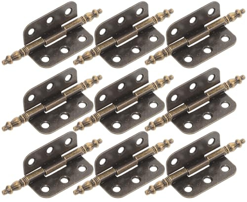 TOPBATHY Lot de 10 Charnières Anciennes en Fer Marron pour Meubles et Boîtes, Installation Stable Design Rétro Élégant à 6 Trous, pour Portes D'armoire