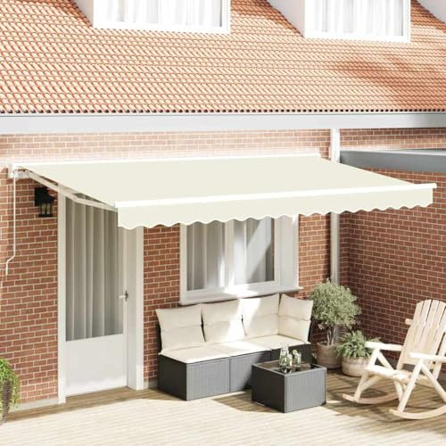 Einfach zu montierende Terrassenmarkise in Creme 400 x 200 cm, Einziehbare Markise für Terrasse und Garten mit manueller und elektrischer Bedienung, Moderne Markise,