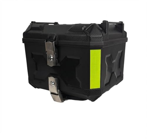 GarveeHome Motorcycle Top Box, 45L Polypropylene Waterproof Dustproof Motorcycle Top Box PP Motorbike Trunk, Luggage Box for Storage Helmet, Motorbike Top Case with Backrest and Baseplate (Black)