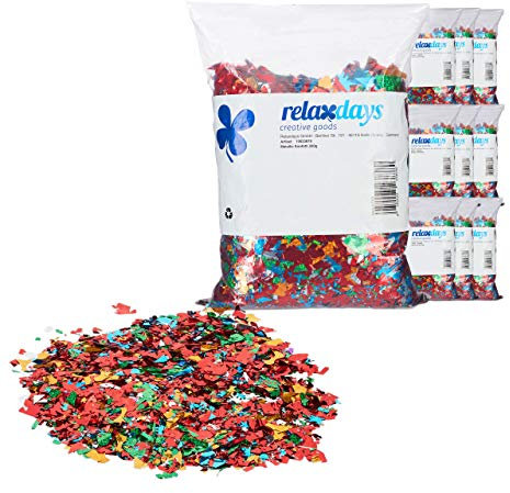 Relaxdays Coriandoli Colorati Grandi Metallizzati, Multicolore, Compleanno, Festa, Carnevale, XXL