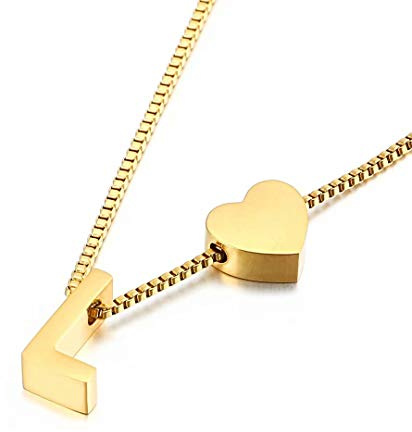 Qings Gold Brief Anhänger Halskette, Personalisierter Buchstabe A-Z exquisiter Anhänger Minimalistischer weiblicher Schmuck Buchstabe L Halskette