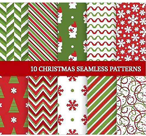 Surakey 10 Stück Weihnachtsstoffe, Weihnachten Muster Baumwollstoff, Patchwork Stoffe Baumwolle zum Nähen Quilten Handwerk,Quadrate Patchwork Stoffe Quilting Stoff für DIY Nähen Geschenk Verpackung