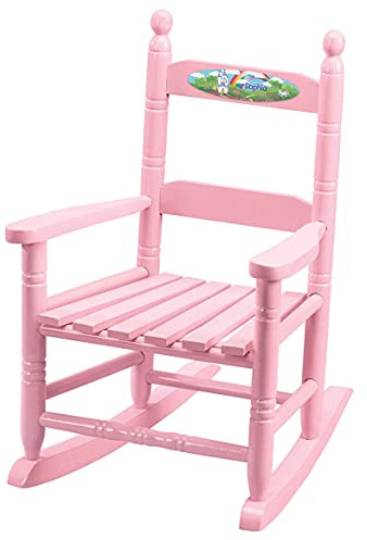 Fox Valley Traders Custom Childrens Rocking Chair, Features Classic Rocker Design and Hardwood Construction, Pink Finish with Princess Design