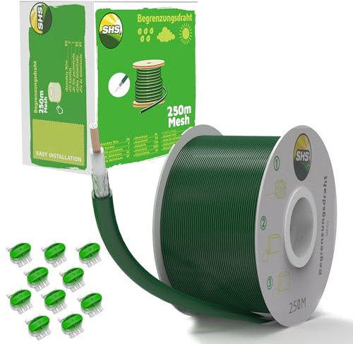 Cavo limitatore MESH da 250 m + 10 connettori per cavi di ricerca per robot tosaerba, tosaerba, robot tosaerba, set di accessori per cavi di ricerca, compatibile con