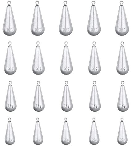 20 Pcs Gewichte Blei Sinker Angeln Drop Blei Gewichte Angeln 10g/15g/20g/30g Angeln Sinker 4 Spezifikationen, Tropfenform Angelgewichte Sinkers Kit zum Angeln