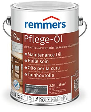 Remmers Pflege-Öl anthrazitgrau intensiv, 2,5 Liter, Holzöl für Holz innen und außen, wasserabweisend, wetterfest, für Gartenmöbel und Holzterrassen geeignet