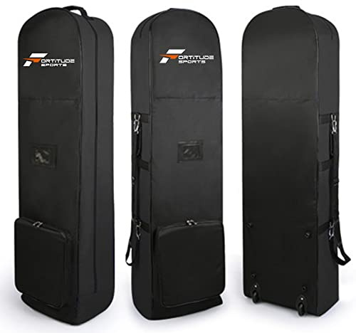 Fortitude Sports Golf Travel Bag, Golf Travel Case with Wheels, Thick Nylon Wheeled Waterproof Durable Protective Golf Flight Bag Cover 133cm x 37cm x 28cm (Black)