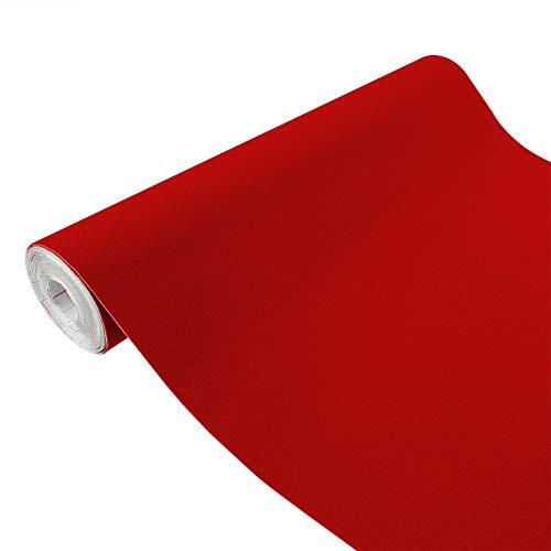 DecoMeister Vinilo Adhesivo para Muebles Efecto Terciopelo 45x25 cm - Papel Decorativo para Renovación de Mesas Armarios y Forrar Interiores - Rollo Opaco Grueso - Rojo