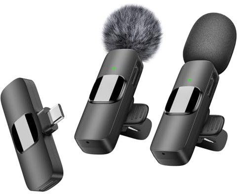 QINOJA Kabelloses Lavalier-Mikrofon für USB-C-Android-Telefon – Professionelles Ansteckmikrofon für Videoaufnahmen, Vlog, YouTube, TikTok (Winddicht/2 Mic)