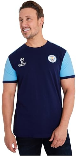 MANCHESTER CITY F.C. Men's T-Shirts, Short Sleeve Soft Crew Neck Football Shirt (L, Navy/Blue)
