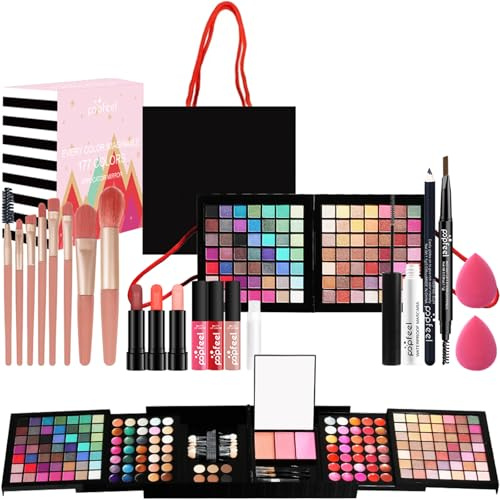 FantasyDay Juego de Maquillaje Xmas All in One Makeup Gift Set Incluye Corrector Camuflaje, Brillo de Labios, Brochas, Mascara, Blush, Sombra de Ojos, Delineador - Belleza Cosmético pour Cara y Labio