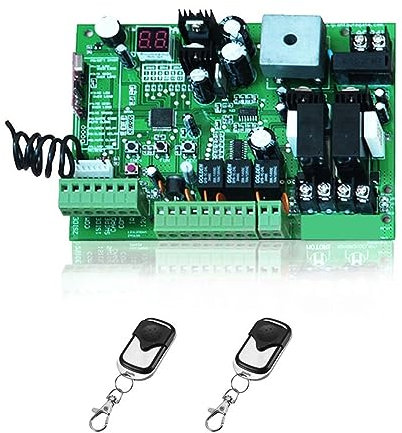LVSEWOA Moteur de Portail Coulissant, Carte Universelle 24 V pour ouvre-Porte battant Automatique à Double Bras, Panneau de Commande, système de contrôle d'accès Intelligent (2 télécommandes 24 V)