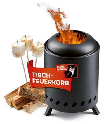 LANDMANN Recipiente para hoguera sin humo | cesta para fuego para exteriores, para jardín, terraza y camping, pequeño y redondo con diámetro de 18 cm, combustión de madera sin humo, asignación de aire